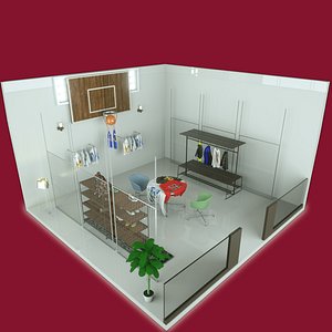 3D realistic isometric clothes shop model