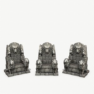 Lion Stone Throne 3D model
