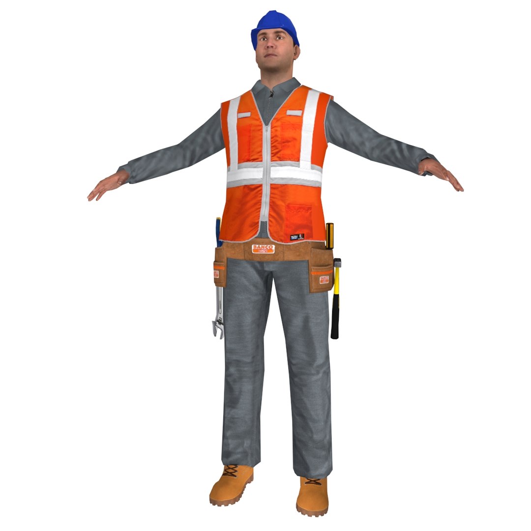 3d Model Rigged Worker Biped Man