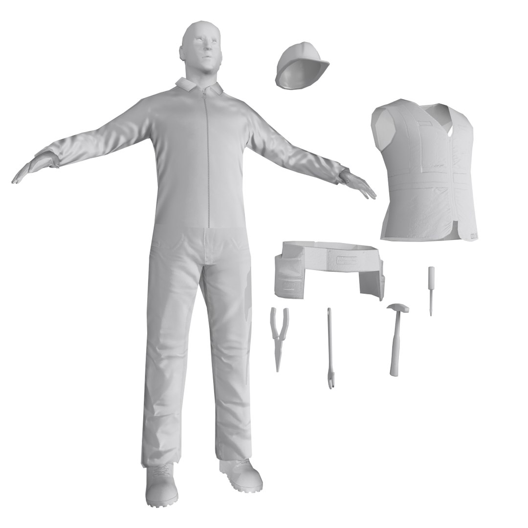 3d Model Rigged Worker Biped Man