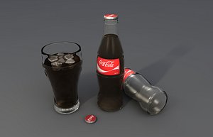 Coca Cola bottle & glass
