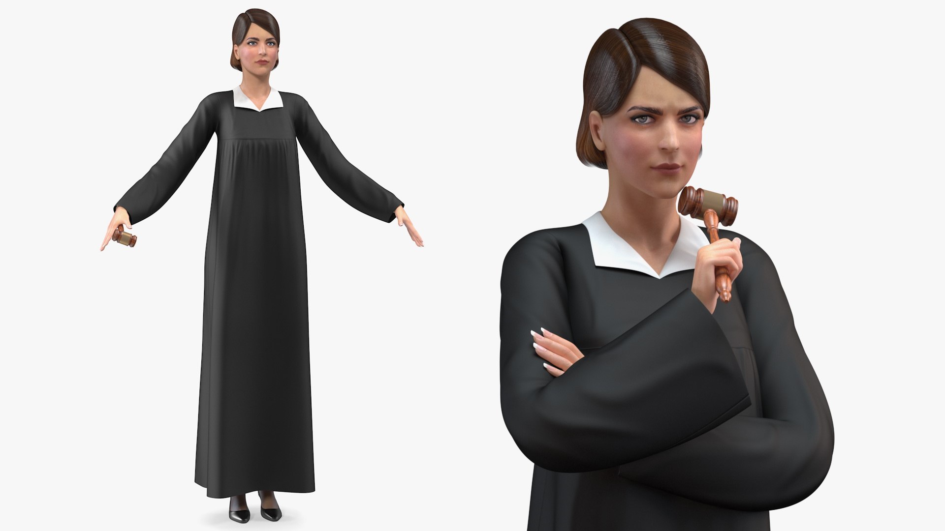 Female Judge with Gavel Rigged for Maya 3D model preview