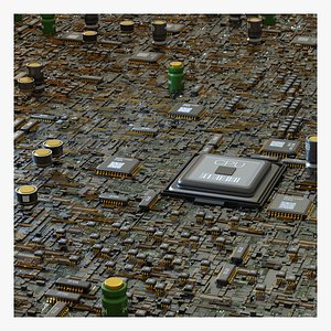 3D Chip board scene Blender