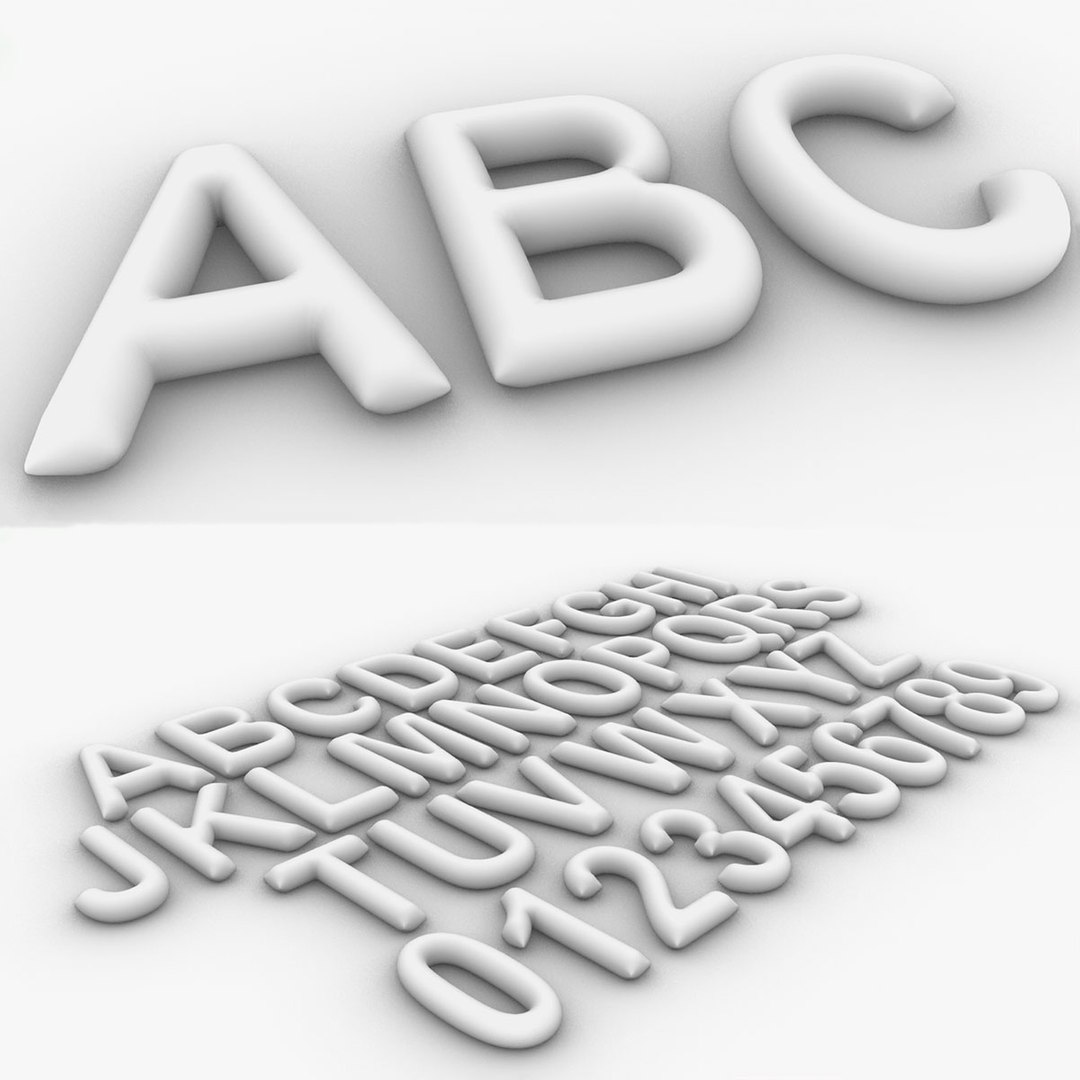 Full Alphabet Letters Rounded Style Numbers 3D Model - TurboSquid 1767919