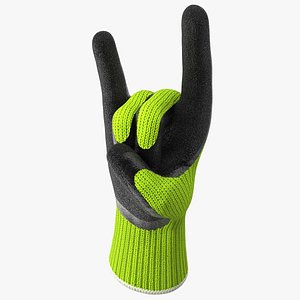 Safety Work Gloves Sign of the Horns Green 3D model