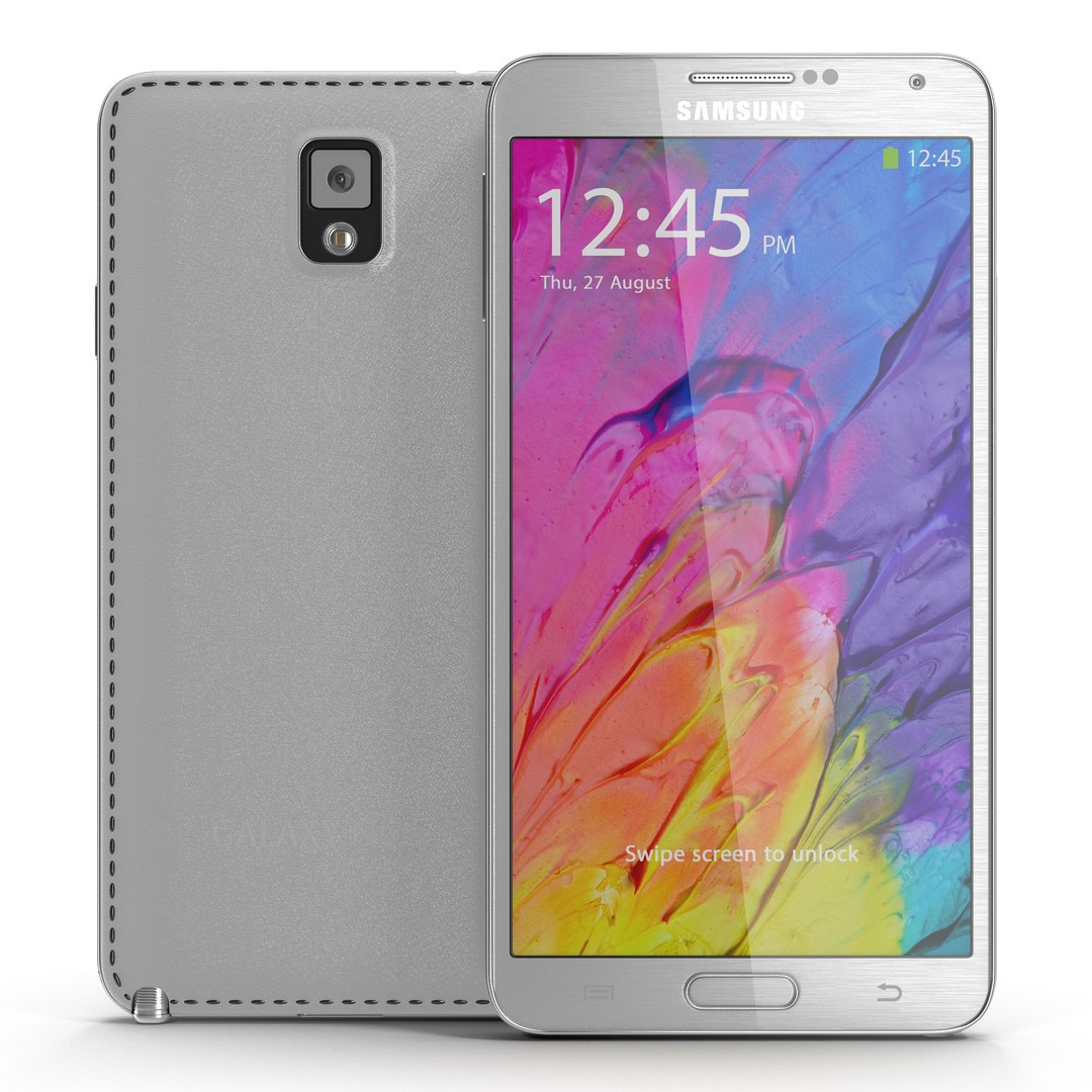 Samsung Galaxy Note 3 White 3D Model 3D model preview