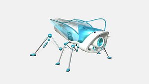 Insect Robot F04 White Blue - SciFi Character Design model
