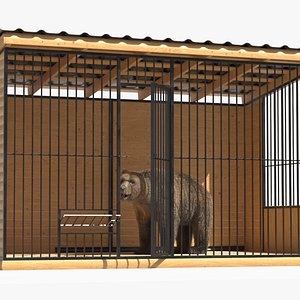 Brown Bear in Cage Fur 3D model
