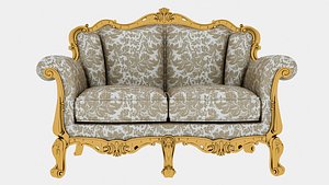 3D Ornate Baroque Style Loveseat 3D Model