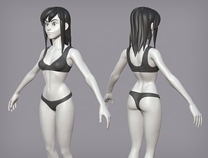 Cartoon female character Lora base mesh