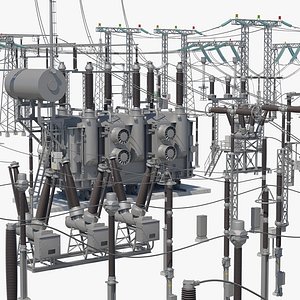 Power substation kitbash 3D