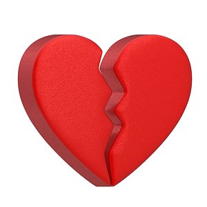 3D Broken Heart Emoji Red