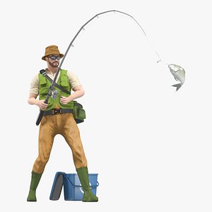 3D Male Fisherman Animated HQ Editorial License model
