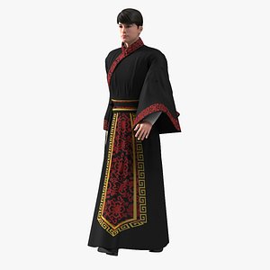 Traditional Chinese Man Rigged for Maya