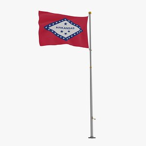Pole Flag Arkansas 3D model