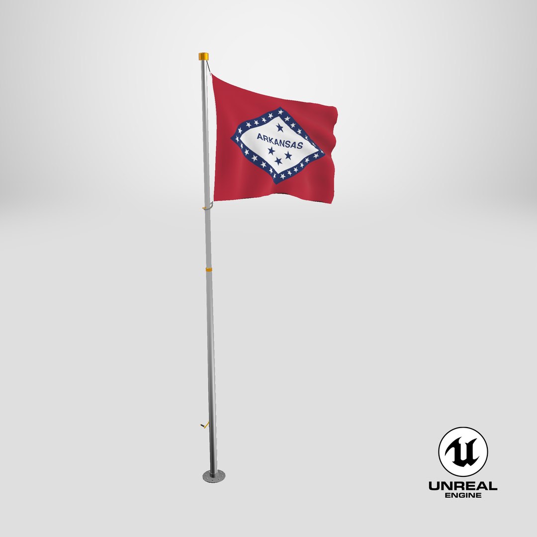 Pole Flag Arkansas 3D model https://p.turbosquid.com/ts-thumb/AC/32o1Sp/wD/stemcell_unreal_render/png/1726496563/1920x1080/fit_q87/22441d261a04f35835370fbeaa9f587de0eb8c6f/stemcell_unreal_render.jpg