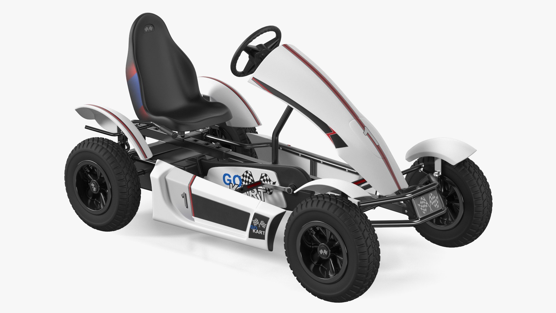Kids Pedal Go Kart with Frame Race White 3D model preview