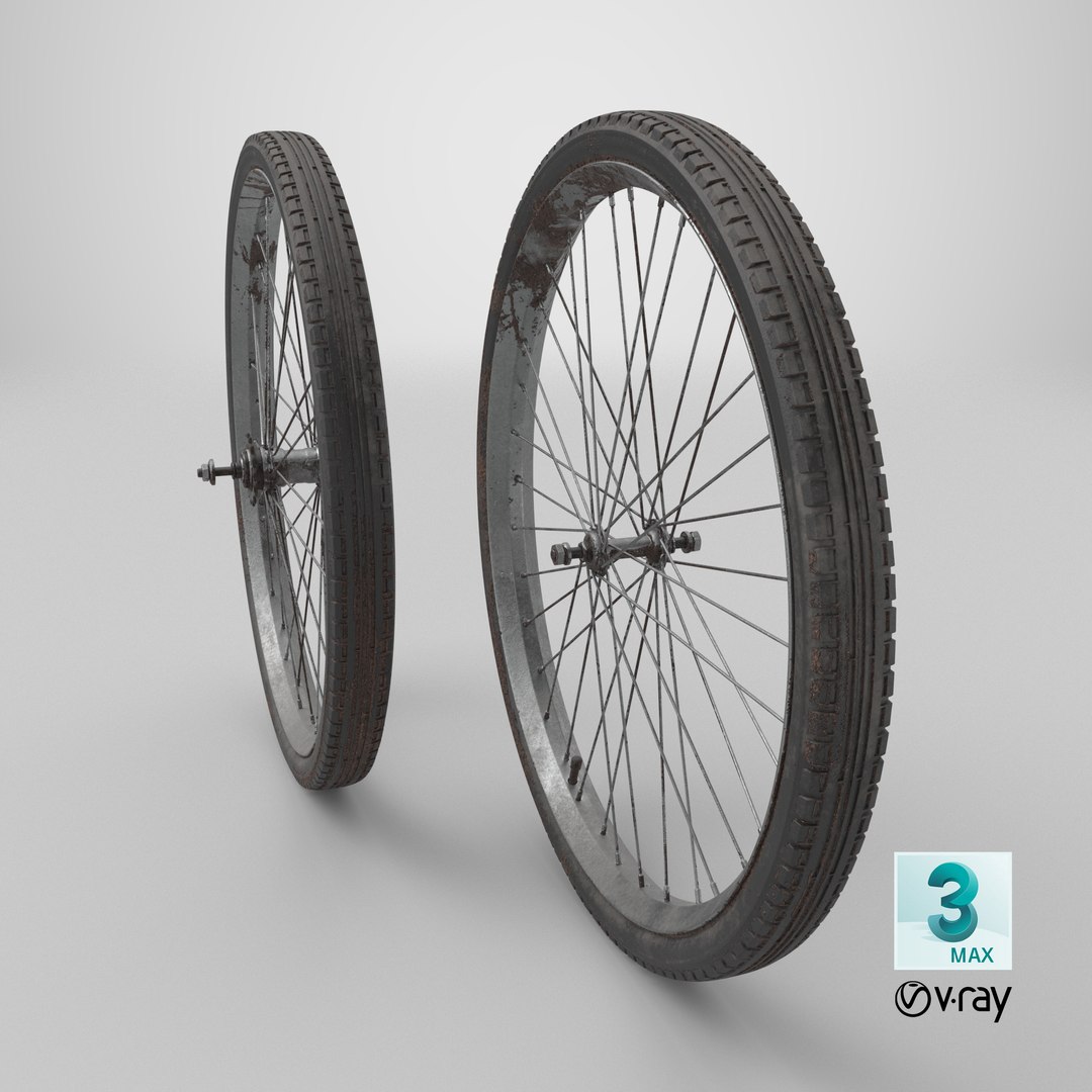 3D Model Classic Spoked Bike Wheels Dirty Used - TurboSquid 2471956