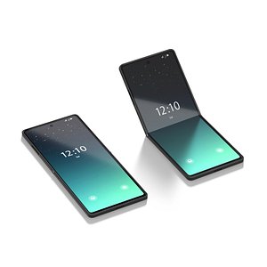 Animated Flexible Phone - clamshell smartphone with cyclic animation of display folding