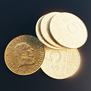 3D Uruguayan pesos coin