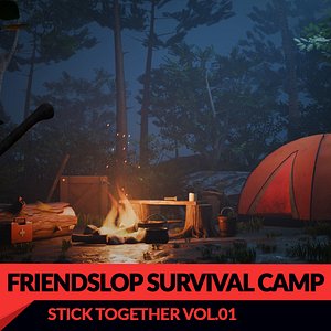 Stick Together - Forest Survival Camp 3D Model Pack Tent Campfire and Trees