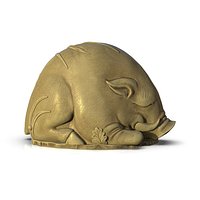 Sleeping pig in the grass 3D print model