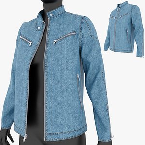 3D model Womens Denim Jacket With a Zipper
