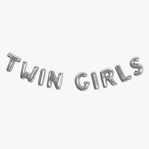 Foil Balloon Words Twin Girls Silver