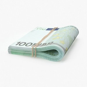 3d model 100 euro bill folded