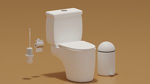 3D Toilet Toile tBrush Toilet Paper model