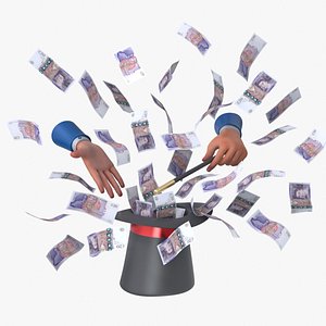 3D model England 20 pounds Magic Hat Money