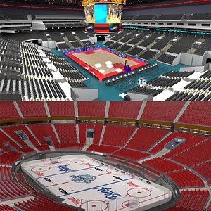 Ice Hockey Arena and Basketball Arena 3D model