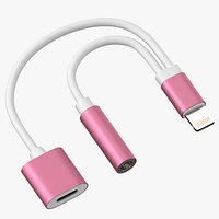Lightning Jack Audio Aux Adapter Splitter Rose-White