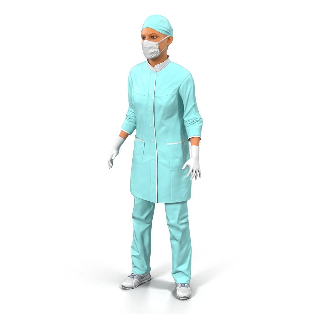Female Surgeon Mediterranean Rigged 3D model preview