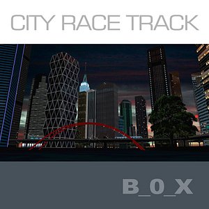 racing circuit skyscrapers night 3d max