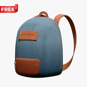 Minimalist Blue and Orange Fabric Backpack
