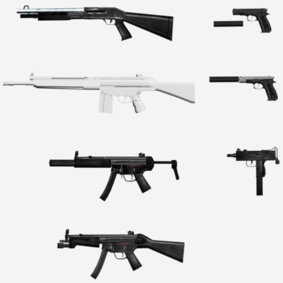 3d Model 6 Weapons Pack Rifles