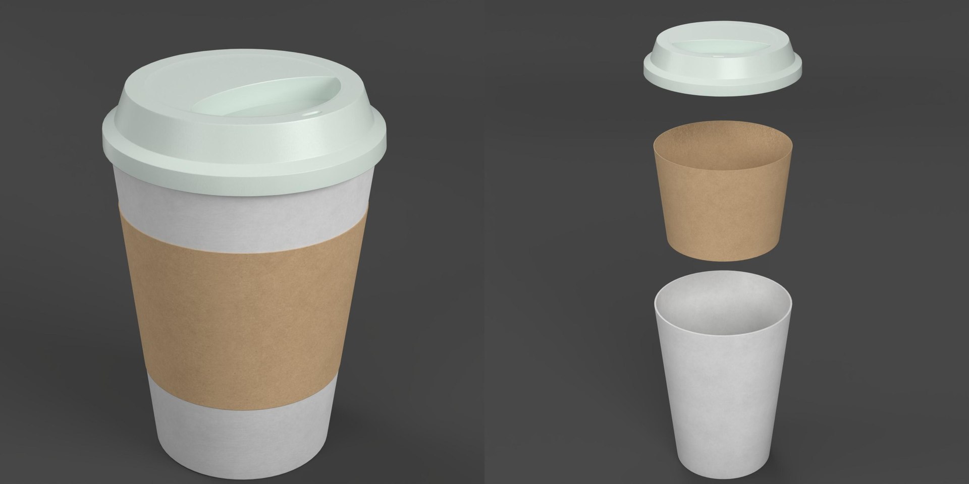 3D Disposable coffee cup with sleeve model https://p.turbosquid.com/ts-thumb/AD/lOgImB/wi/tsdisposablecoffeecupwithsleeve00/jpg/1769468349/1920x1080/fit_q87/60cab7d7fb6b9a38b2b6af374311b6117049d57c/tsdisposablecoffeecupwithsleeve00.jpg