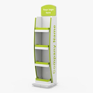 Retail Floor Standing Display White Green Mockup 3D