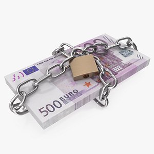 3D model Bundle of Euro Bills in Chain