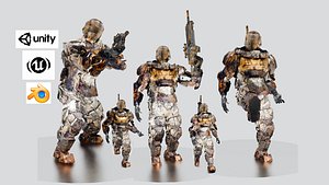 Burnt Steel Soldier Game Ready Rigged And Animated model