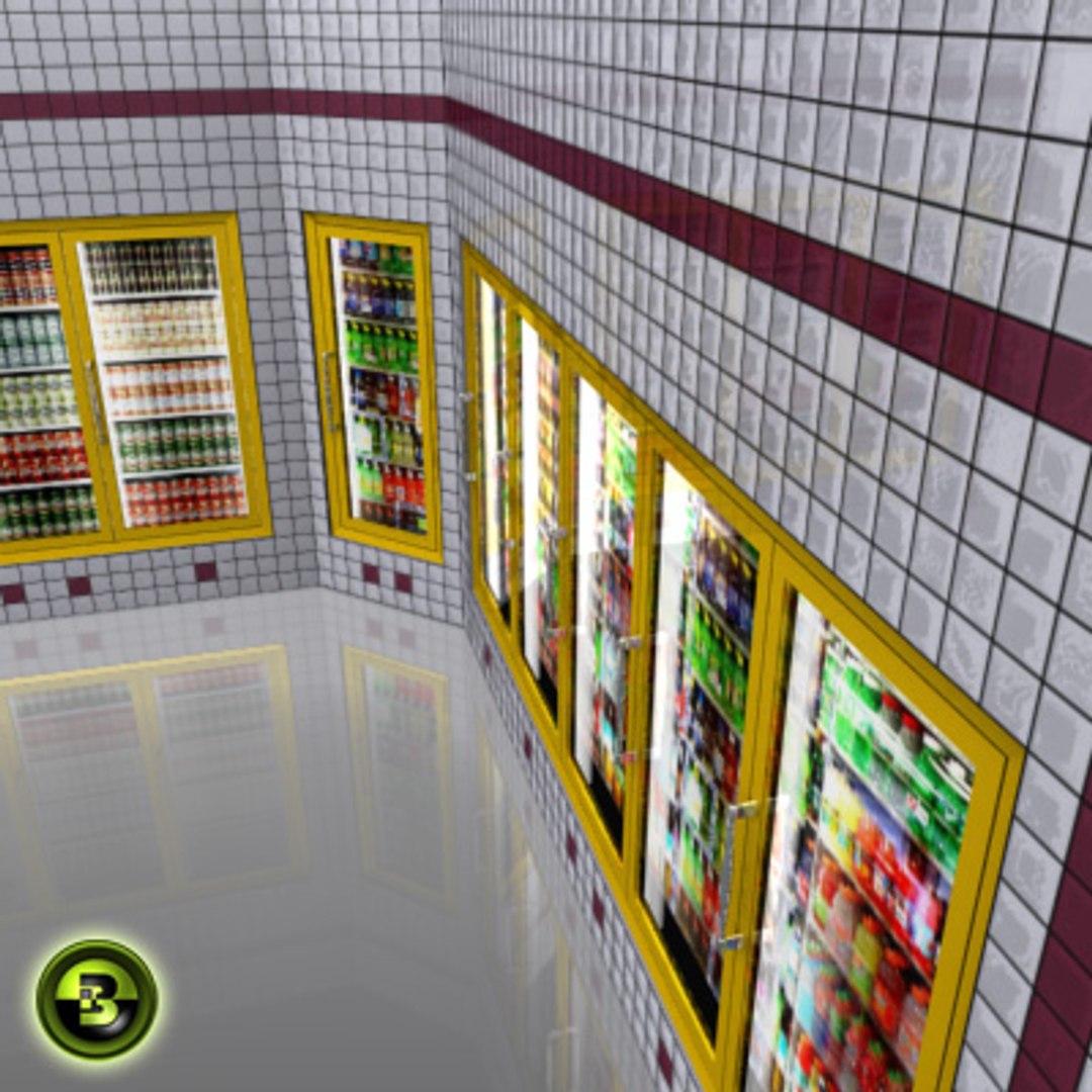Gas Station Drink Coolers 3d 3ds