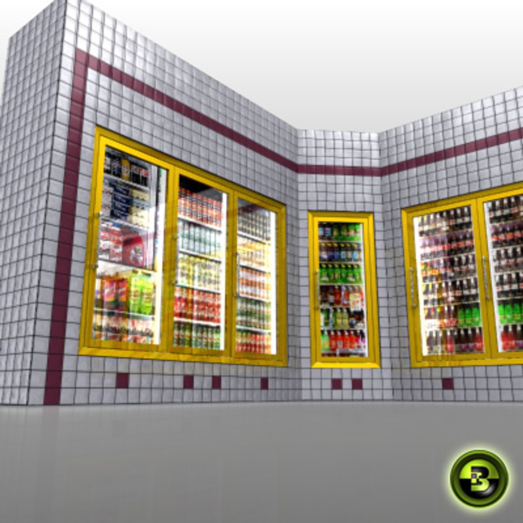 Gas Station Drink Coolers 3d 3ds