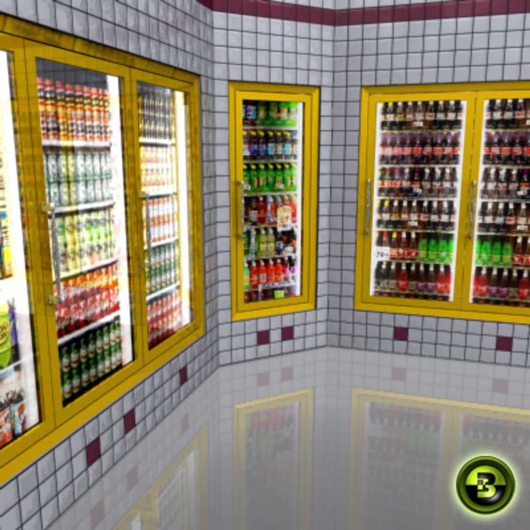 Gas Station Drink Coolers 3d 3ds
