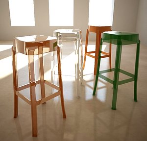 Stool Charles Ghost,Philippe Starck, square base