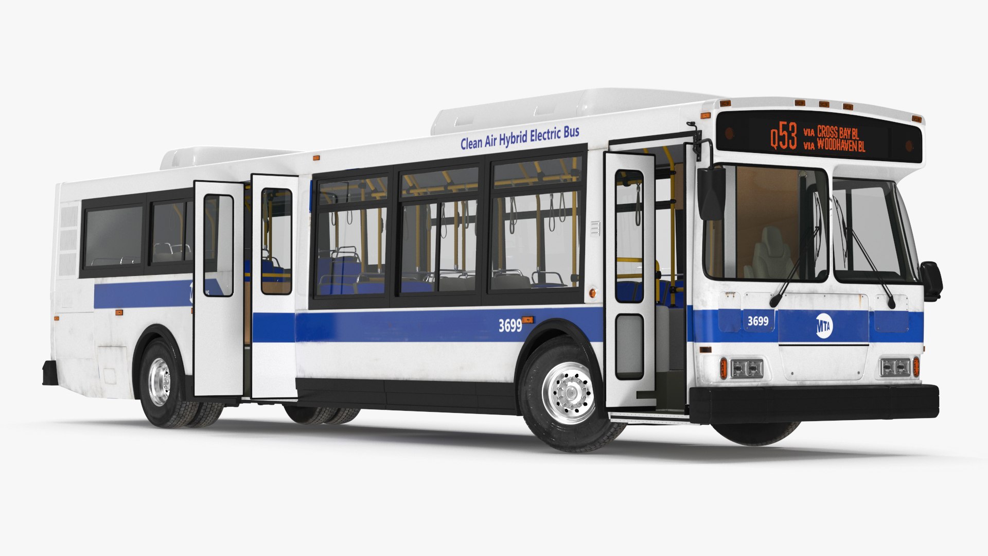 City Transit Bus MTA Q53 Rigged 3D model preview