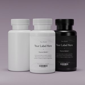 3D Vitamin Supplement Bottle model