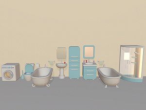 3D model cartoon bathroom