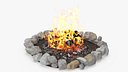 Campfire Pit with Bonfire Burning