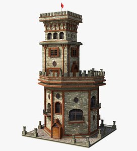 Fantasy Medieval Tower Wood Stone v2 3D